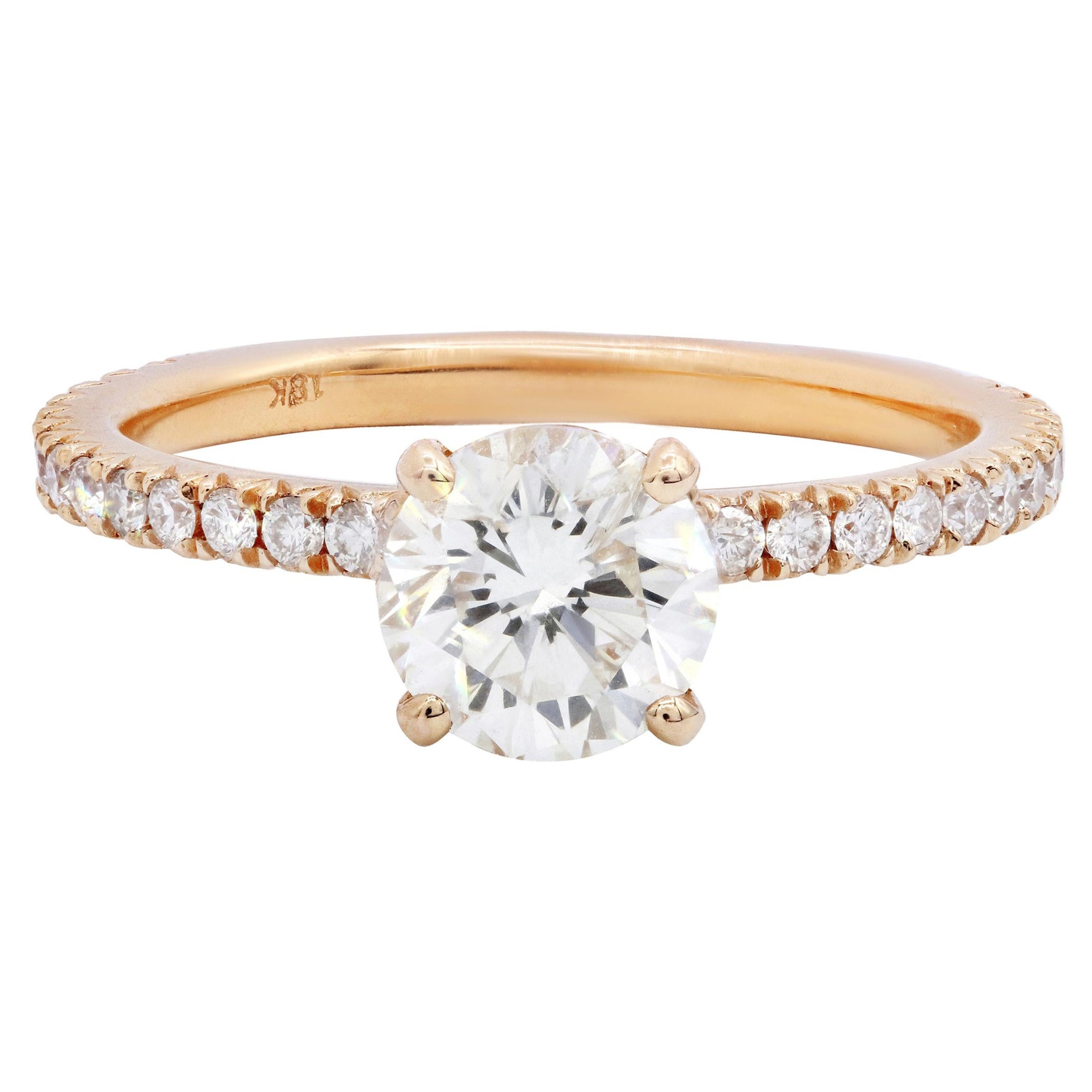 18 Karat Roségold Ring mit 1,20 Karat Diamant im Rundschliff und 0,50 Karat im Rundschliff