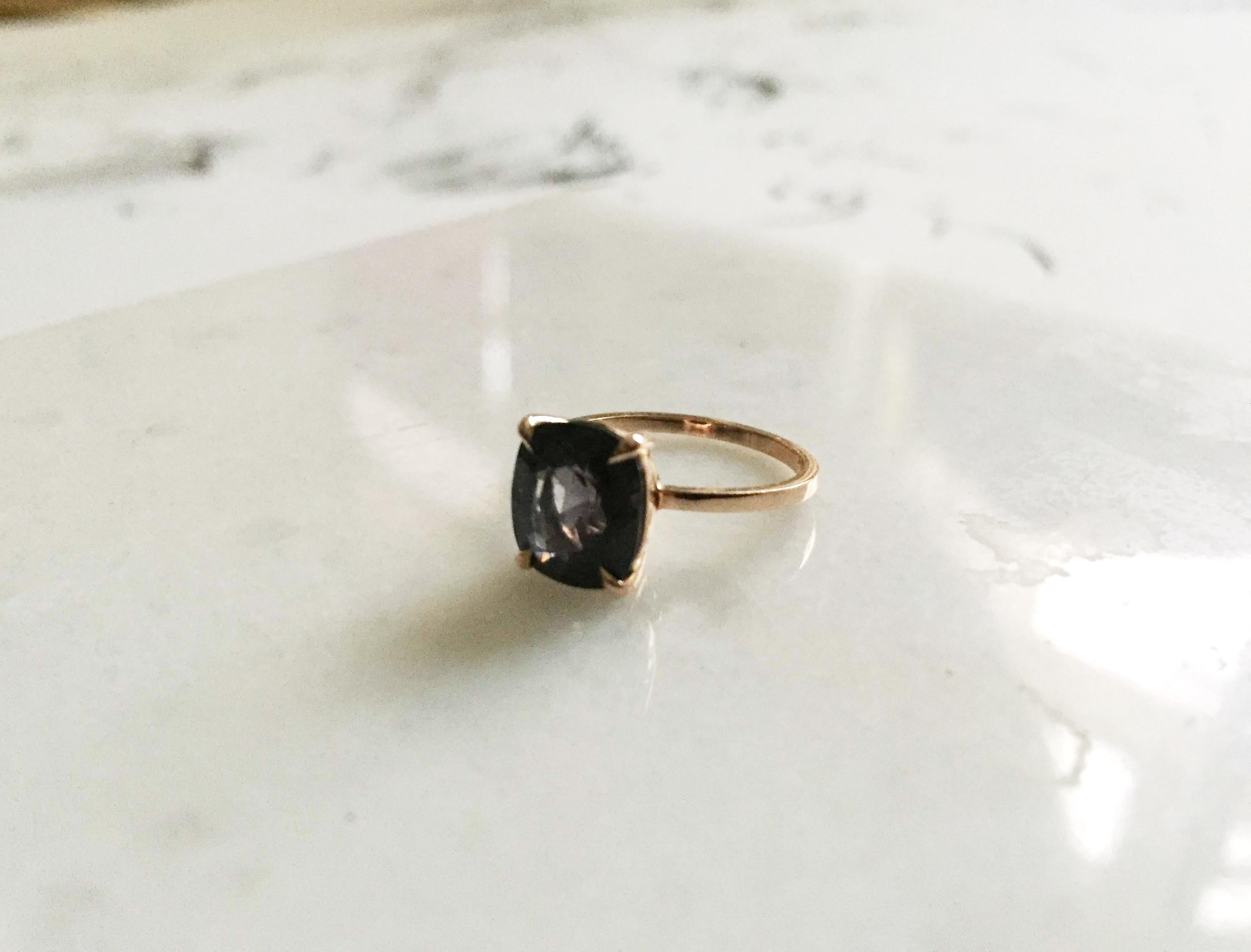 Eighteen Karat Rose Gold Ring with Purple Spinel For Sale 2