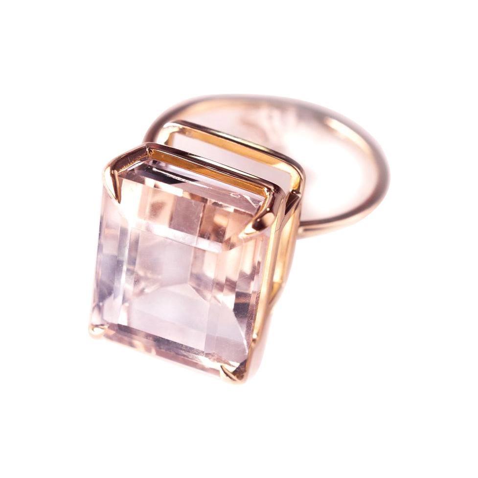 Eighteen Karat Rose Gold Engagement Ring with Pink Kunzite For Sale