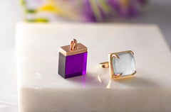 Eighteen Karat Rose Gold Engagement Custom Made Ring with Sugarloaf Quartz