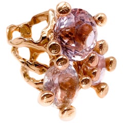 18 Karat Rose Gold Ring with Topaz, Morganite and Kunzite
