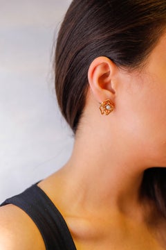 1/3 TCW Diamond Accent Cluster Intricate Flower Earrings 18 karat Rose Gold