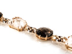 18 Karat Rose Gold, Rock Crystal, Smoky Quartz and Diamonds Bracelet
