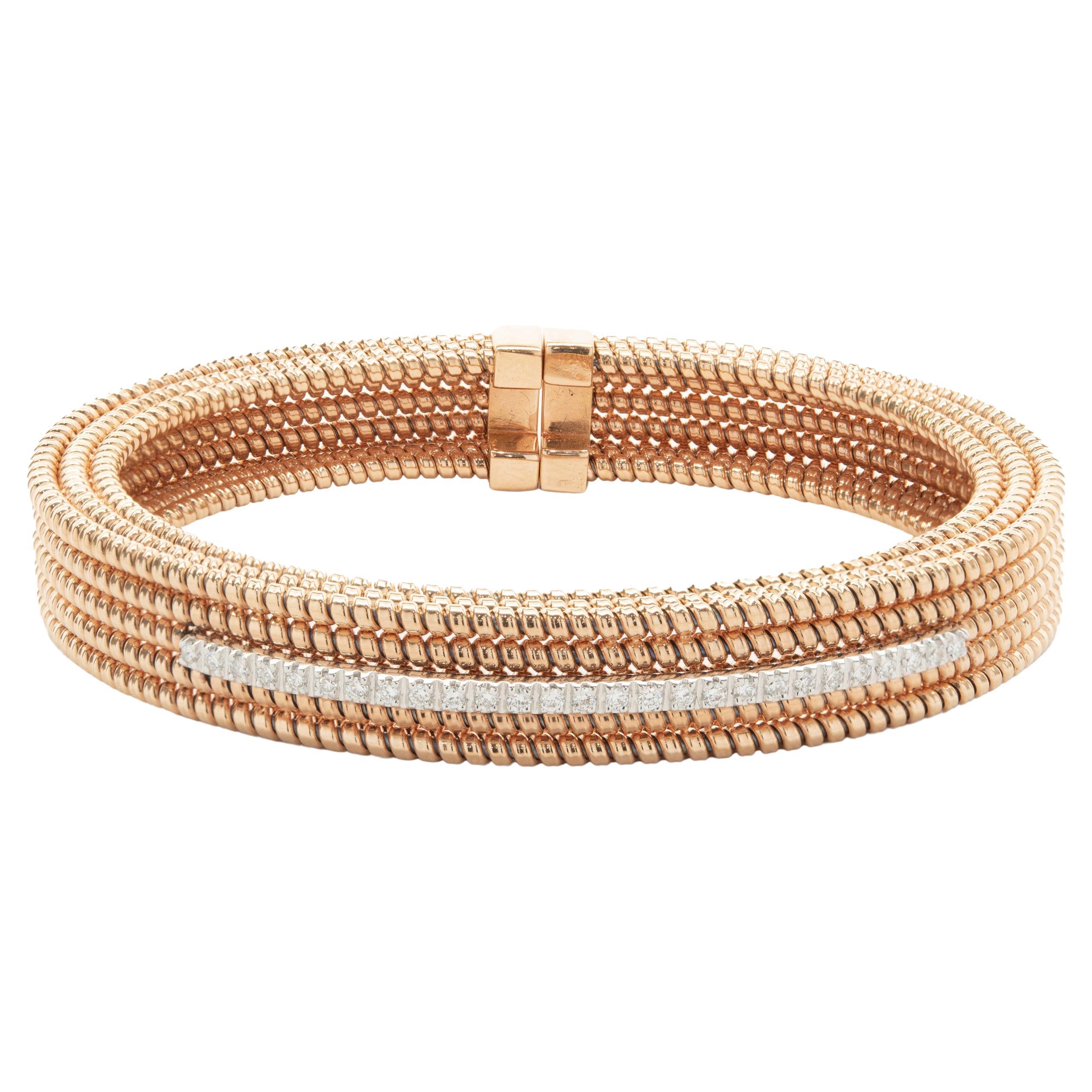 18 Karat Rose Gold Spiked Cuban Link Cuff Bracelet For Sale at 1stDibs