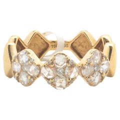 18 Karat Rose Gold Rose Cut Diamond Kite Shape Band