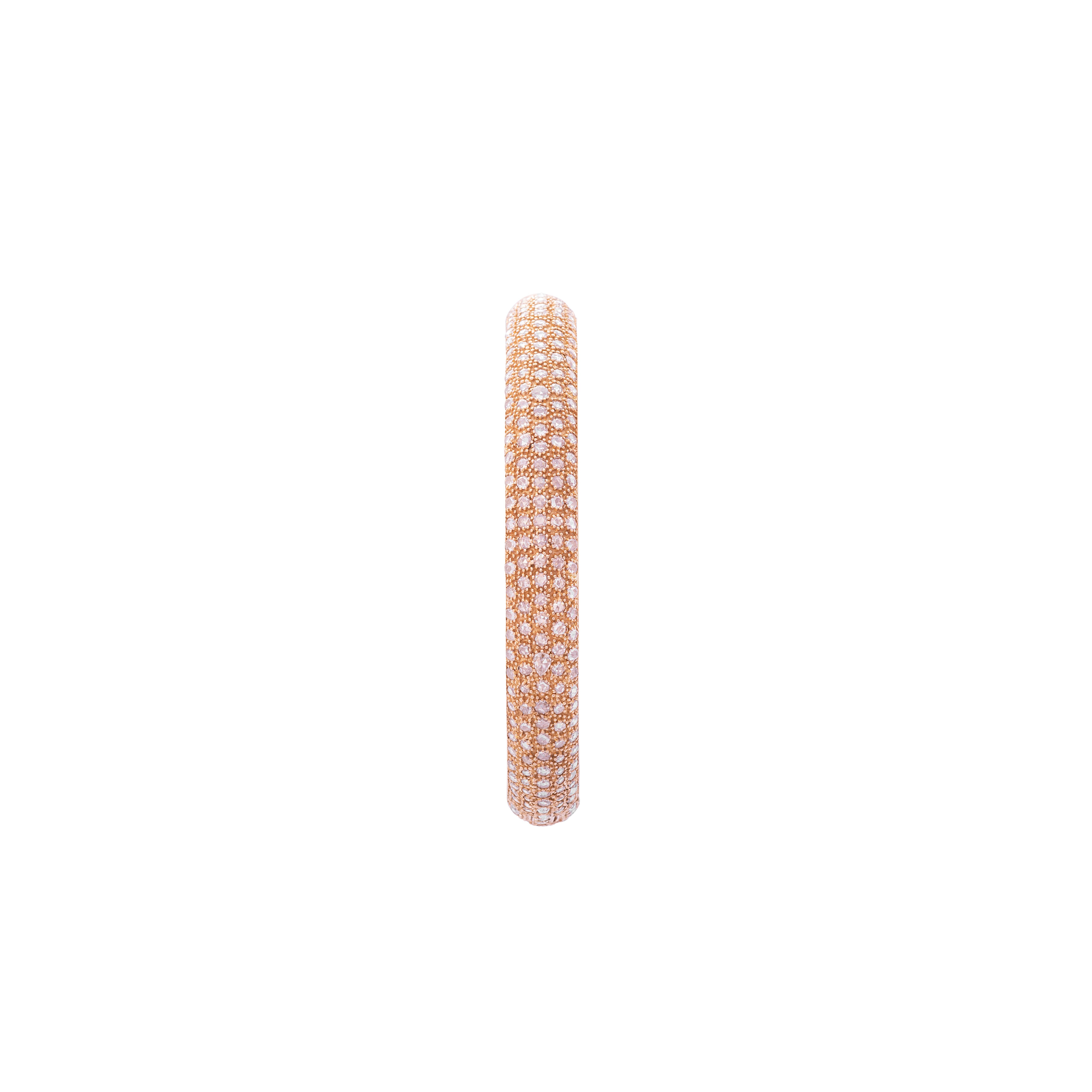 Contemporary 18 Karat Rose Gold Rosecut Diamond Cuff Bracelet For Sale