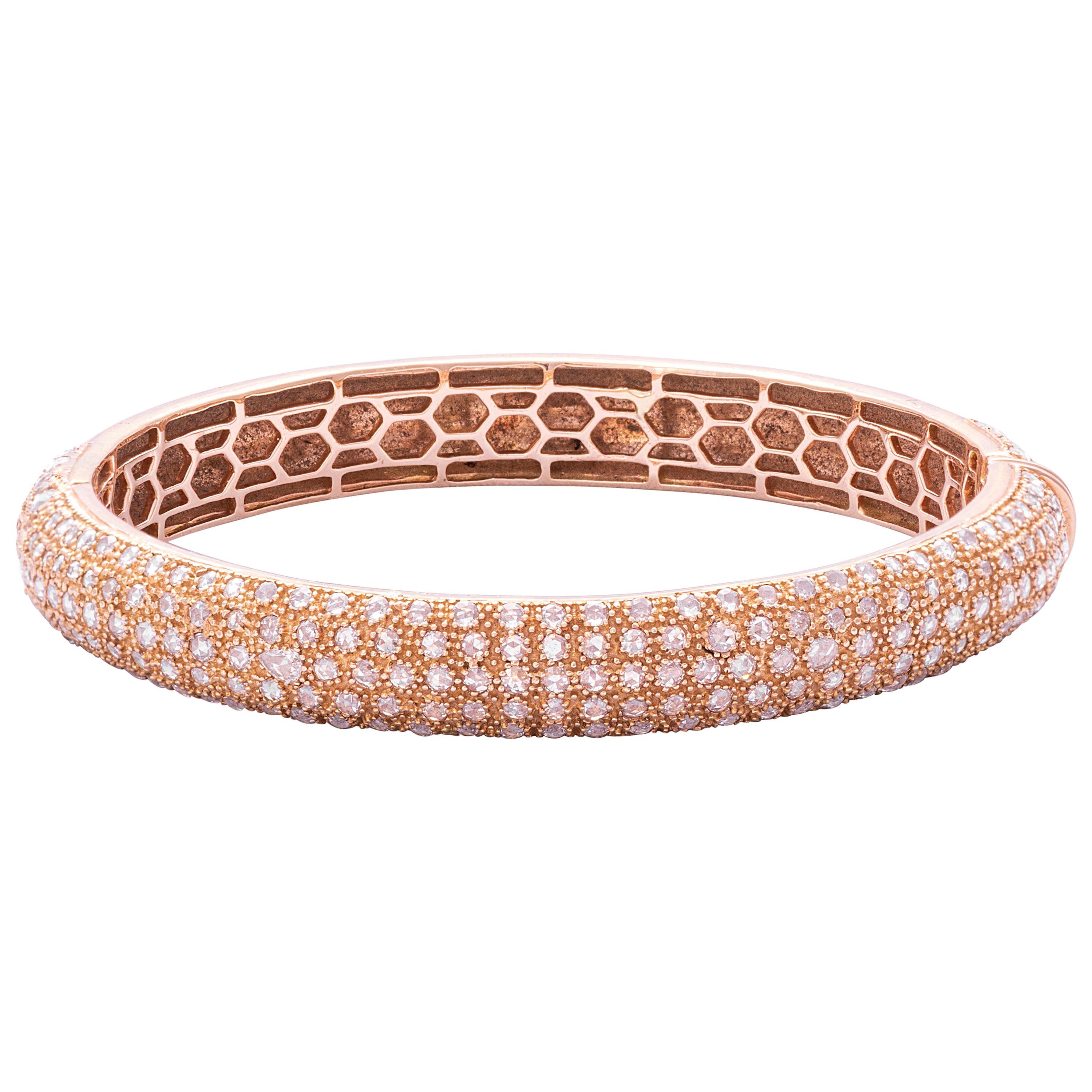 MultiColor Pastel Rosecut Sapphire and White Diamonds Cuff Bracelet