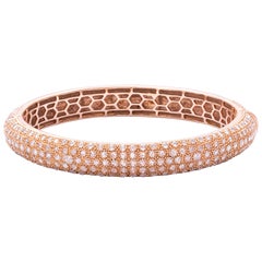 18 Karat Rose Gold Rosecut Diamond Cuff Bracelet