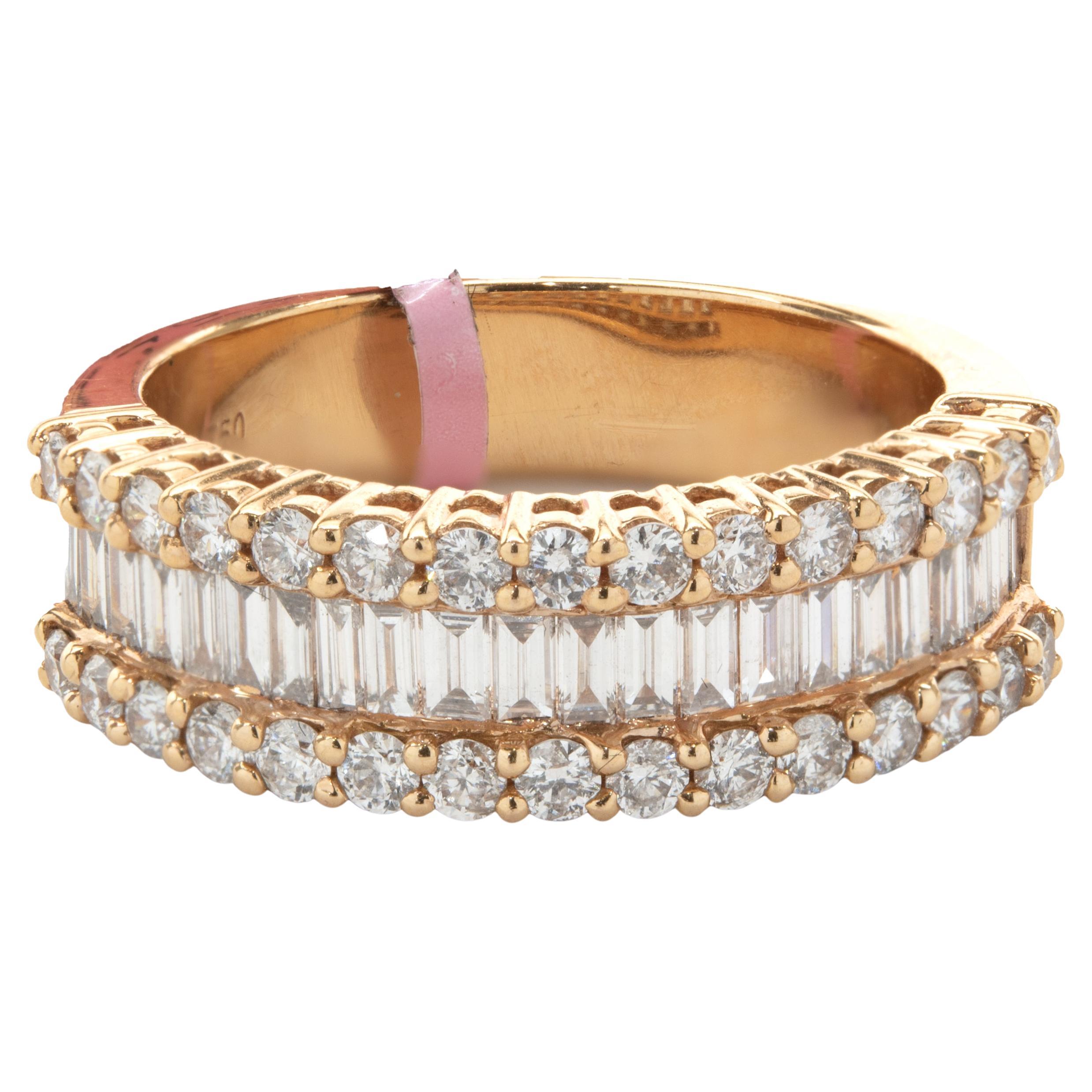 Fascia di diamanti tondi e baguette in oro rosa 18 carati