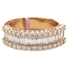 Fascia di diamanti tondi e baguette in oro rosa 18 carati