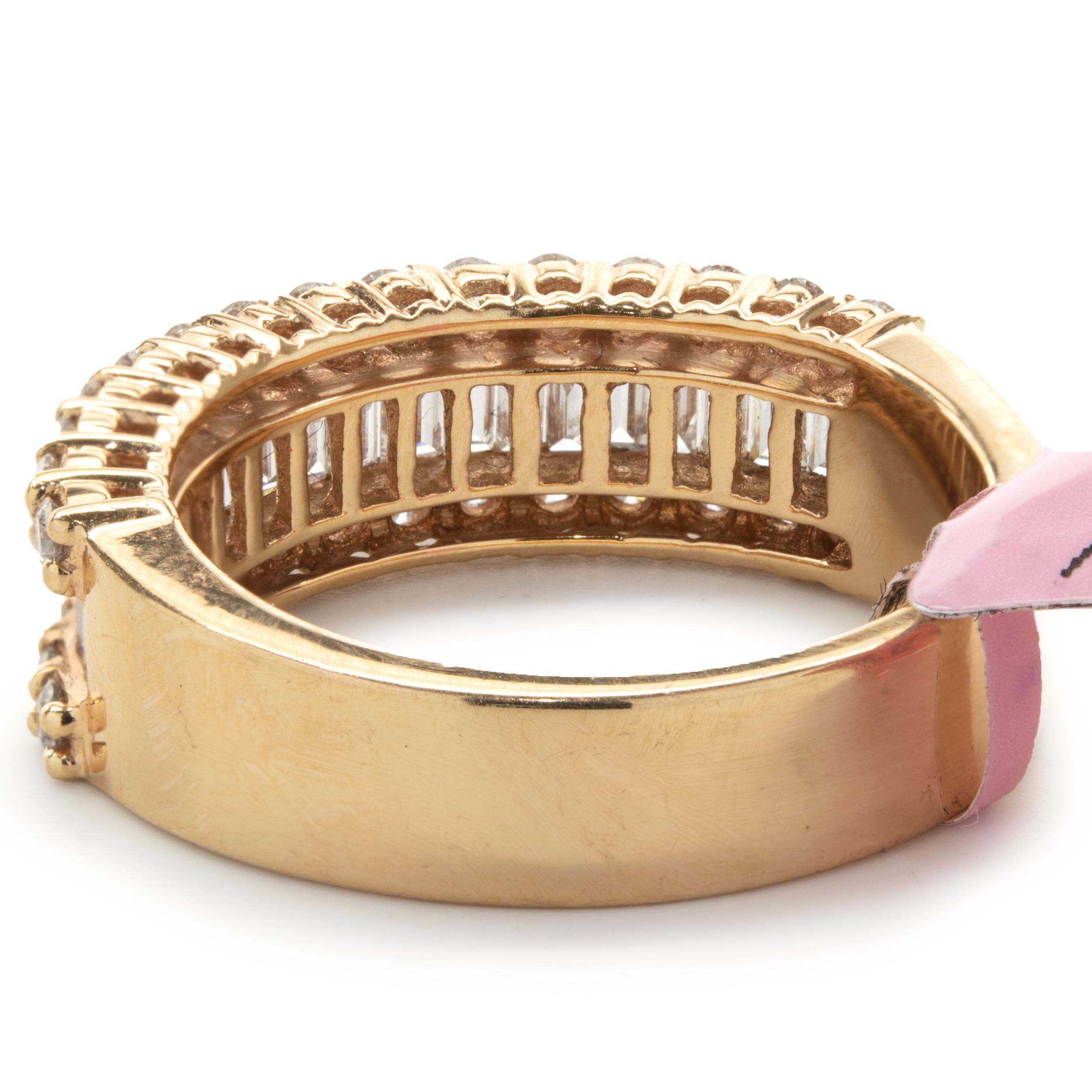 Fascia di diamanti tondi e baguette in oro rosa 18 carati In condizioni ottime a Scottsdale, AZ