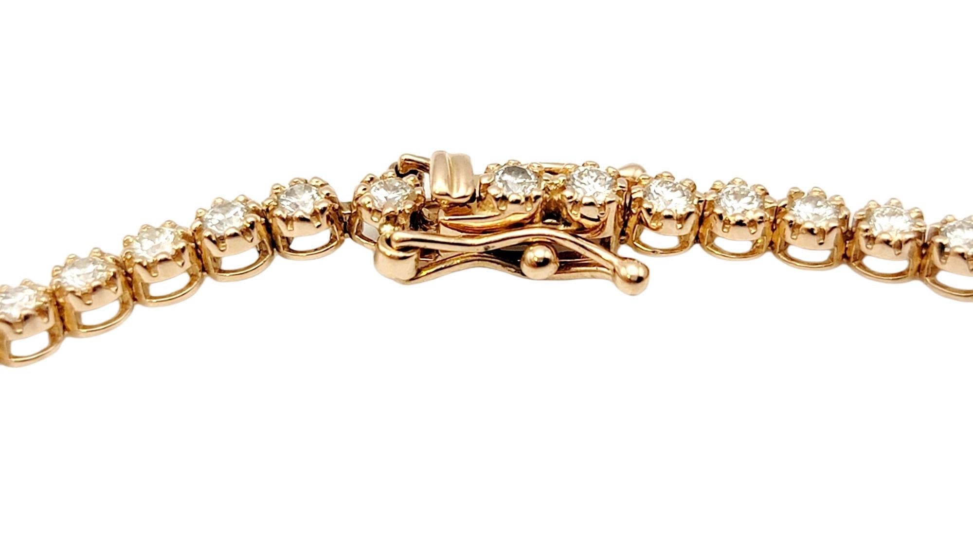 18 Karat Rose Gold Round Brilliant Diamond Tennis Bracelet 2.38 Carats Total  For Sale 1