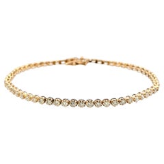 Bracelet tennis en or rose 18 carats avec diamants ronds et brillants de 2,38 carats au total 