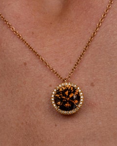 18 Karat Rose Gold Round Brown Diamond Pendant
