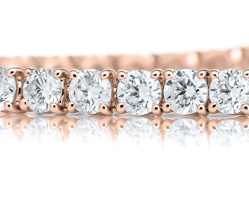Round Cut AS29 18 Karat Rose Gold Round Diamond Bracelet For Sale