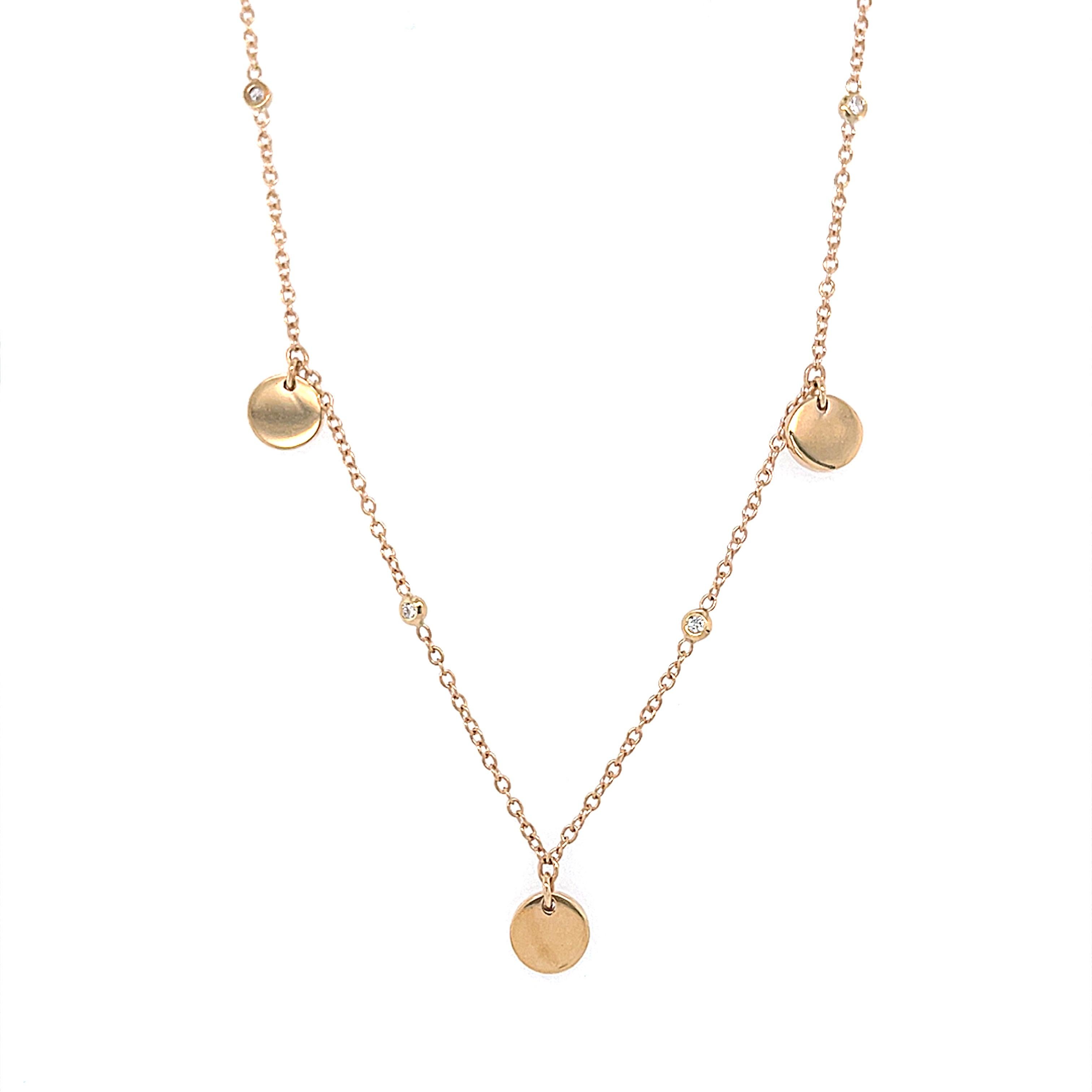 Contemporary 18 Karat Rose Gold Round Multi Charm Diamond Necklace For Sale