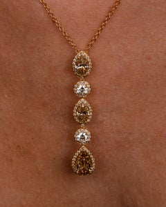 18 Karat Rose Gold Round Pear Marquise Diamond Pendant