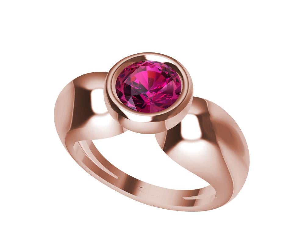 For Sale:  18 Karat Rose Gold Round Pink Sapphire 1.09 Carat Teardrop Sculpture Ring 3
