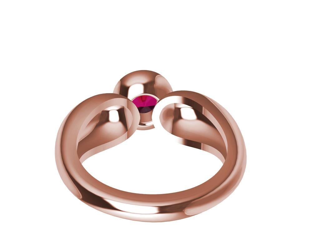 For Sale:  18 Karat Rose Gold Round Pink Sapphire 1.09 Carat Teardrop Sculpture Ring 4