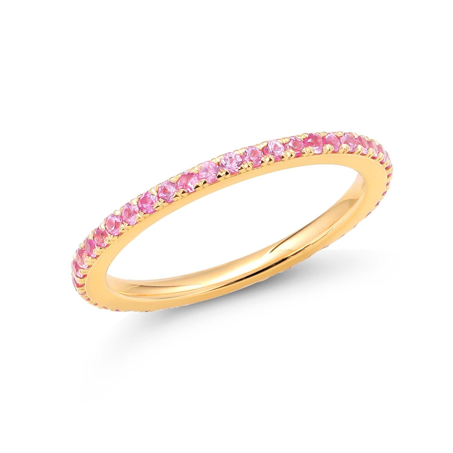 18 Karat Rose Gold Round Pink Sapphire Eternity Band 1