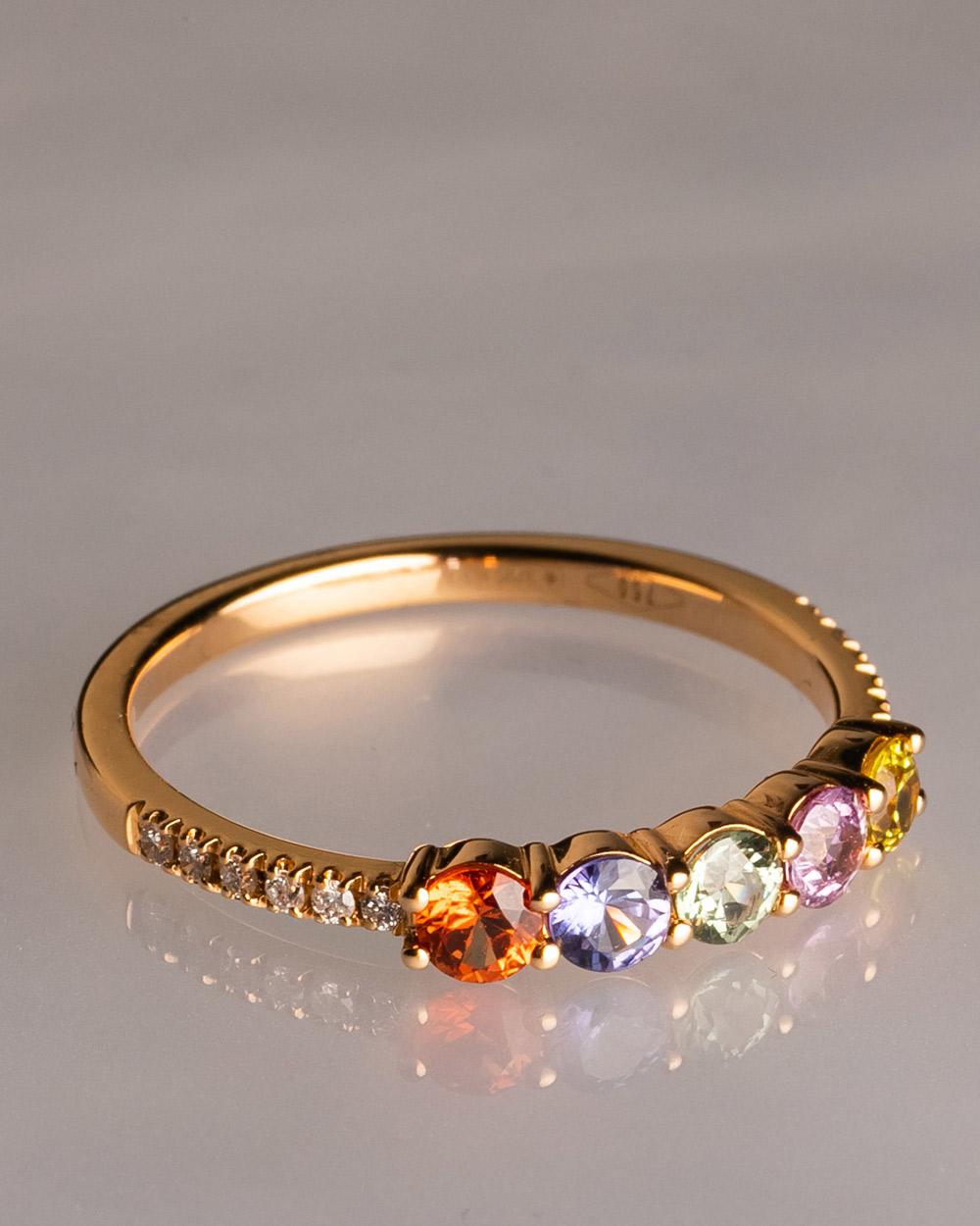 Round Cut 18 Karat Rose Gold Round Sapphire Diamond Cocktail Ring For Sale