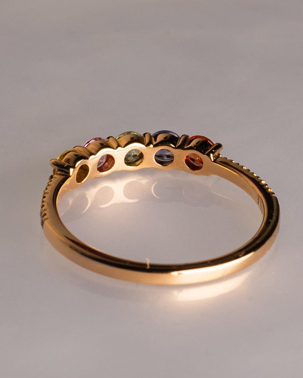 18 Karat Rose Gold Round Sapphire Diamond Cocktail Ring In New Condition For Sale In Monte-Carlo, MC