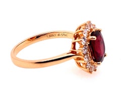 18 Karat Rose Gold Rubillite Tourmaline Diamond Cluster Ring
