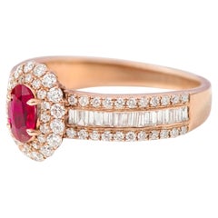 18 Karat Rose Gold Ruby and Diamond Double Cluster Band Ring
