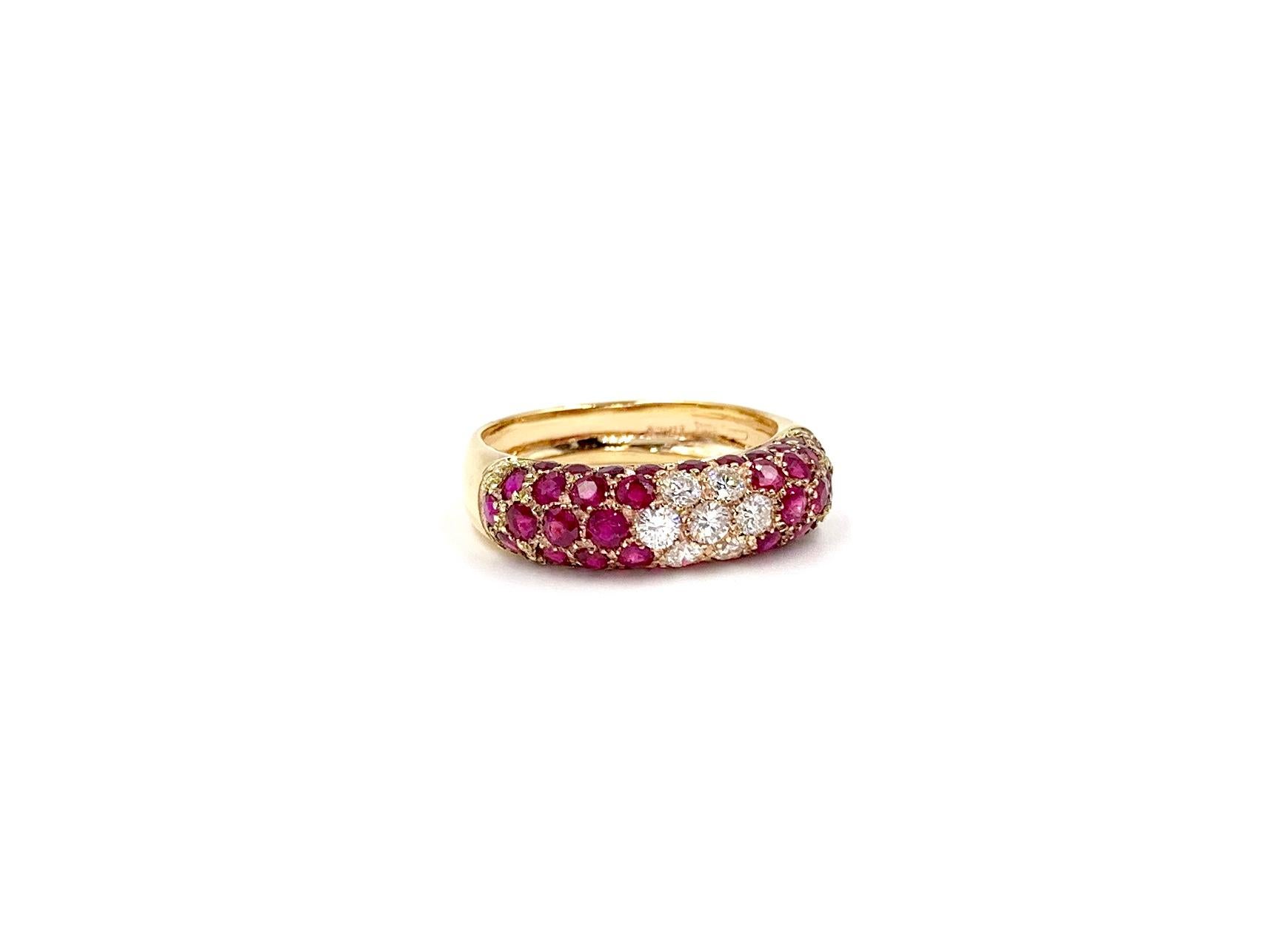 Contemporary 18 Karat Rose Gold Ruby and Diamond Ring For Sale