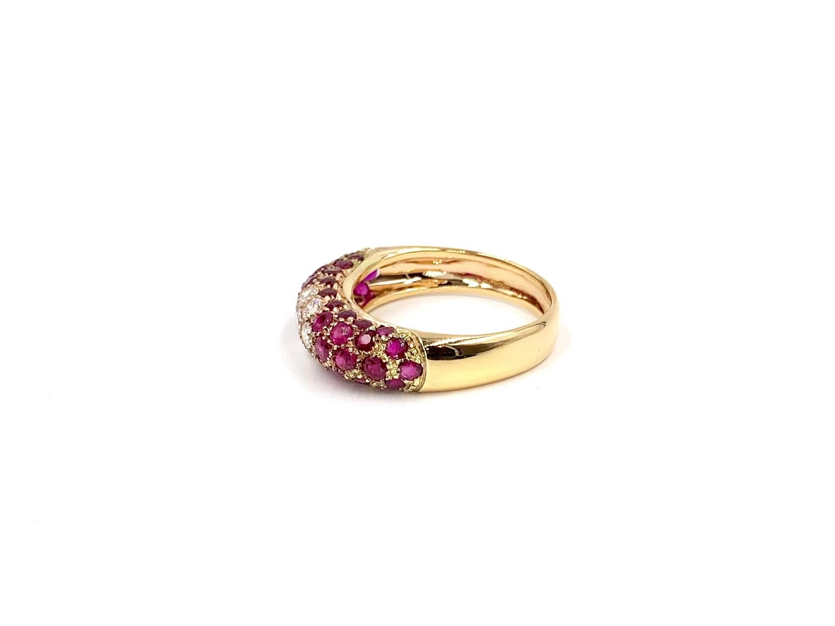 Women's 18 Karat Rose Gold Ruby and Diamond Ring For Sale
