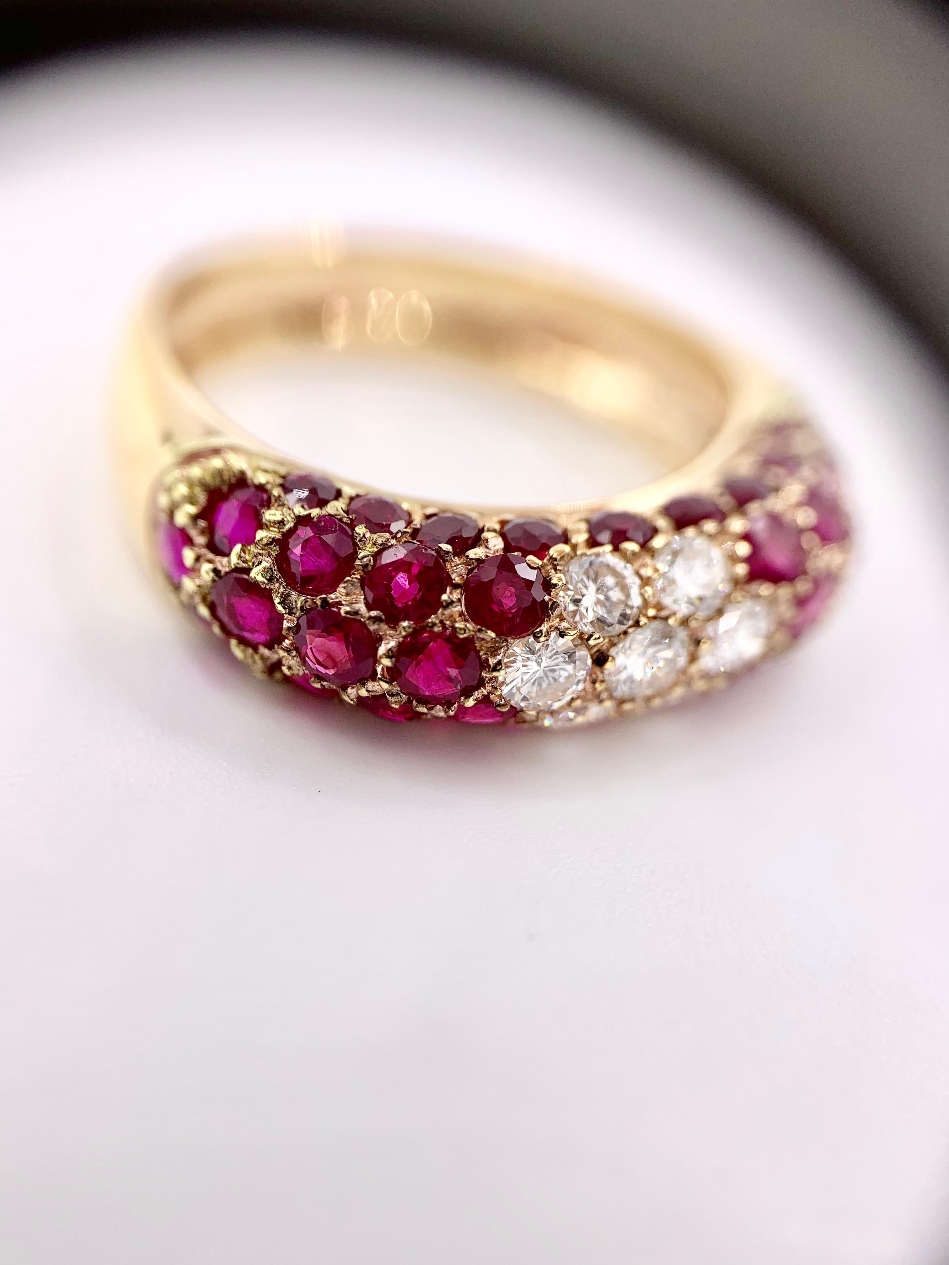 18 Karat Rose Gold Ruby and Diamond Ring For Sale 1