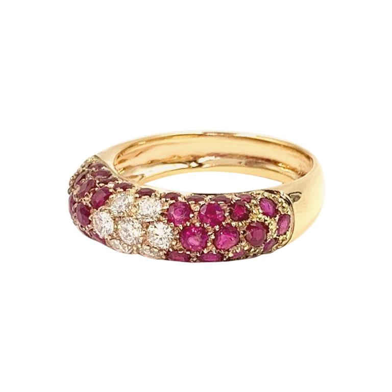18 Karat Rose Gold Ruby and Diamond Ring For Sale