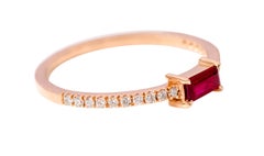 18 Karat Rose Gold Ruby and Diamond Solitaire Eternity Band Ring