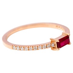 18 Karat Rose Gold Ruby and Diamond Solitaire Eternity Band Ring