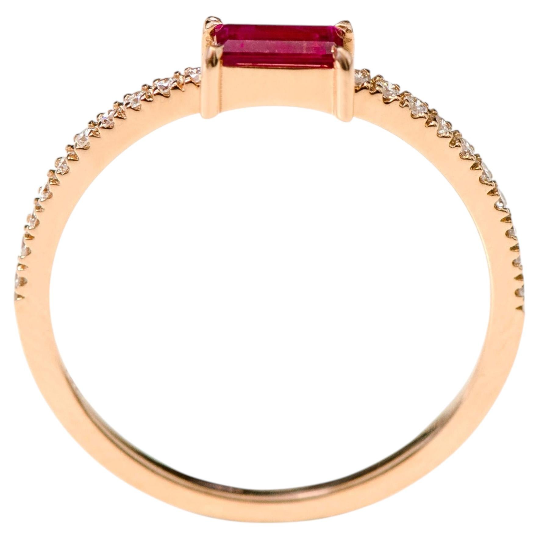 18 Karat Roségold Rubin und Diamant Solitär Eternity-Ring