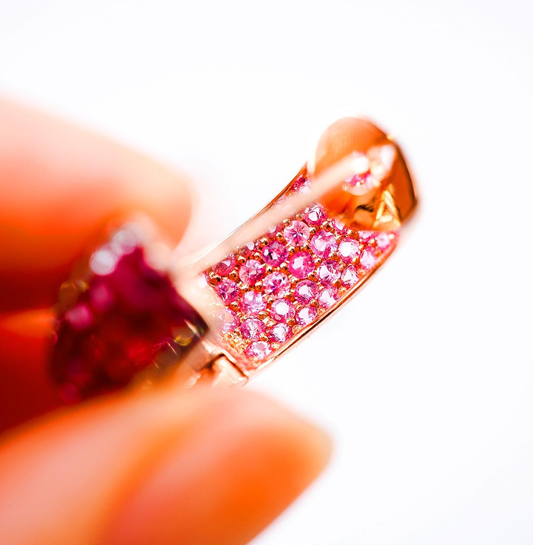 Boucles d'oreilles en or rose 18 carats avec rubis Pour femmes en vente