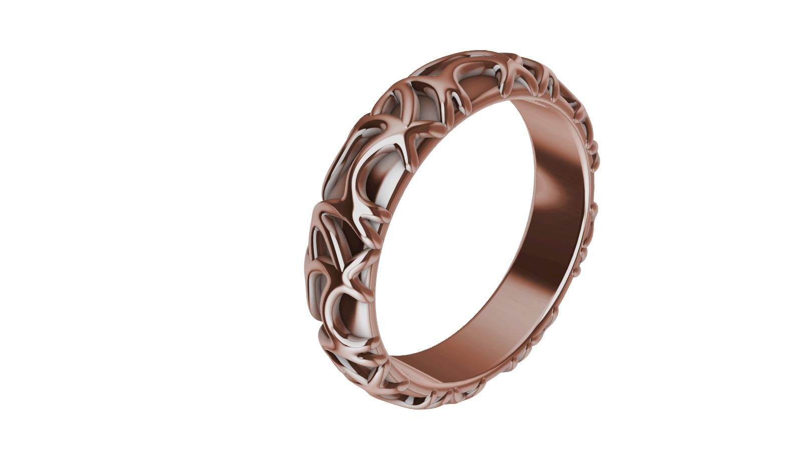 For Sale:  18 Karat Rose Gold Seaweed Wedding Band 3