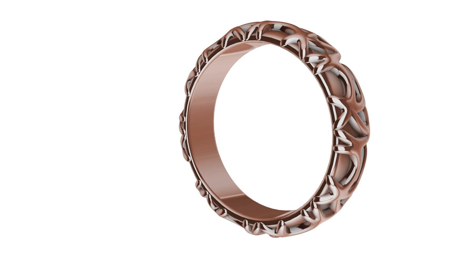 For Sale:  18 Karat Rose Gold Seaweed Wedding Band 4