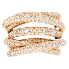 18 Karat Rose Gold Seven Row Micro Pave Diamond Ring