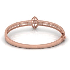 1 Carat Natural Diamond 18K Rose Gold Engagement Bangle Bracelet Gift for Her