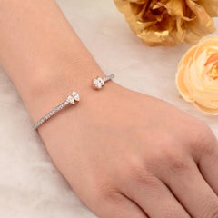 18 Karat Rose Gold SI Clarity HI Color 2.30 Carat Diamond Cuff Bangle Bracelet