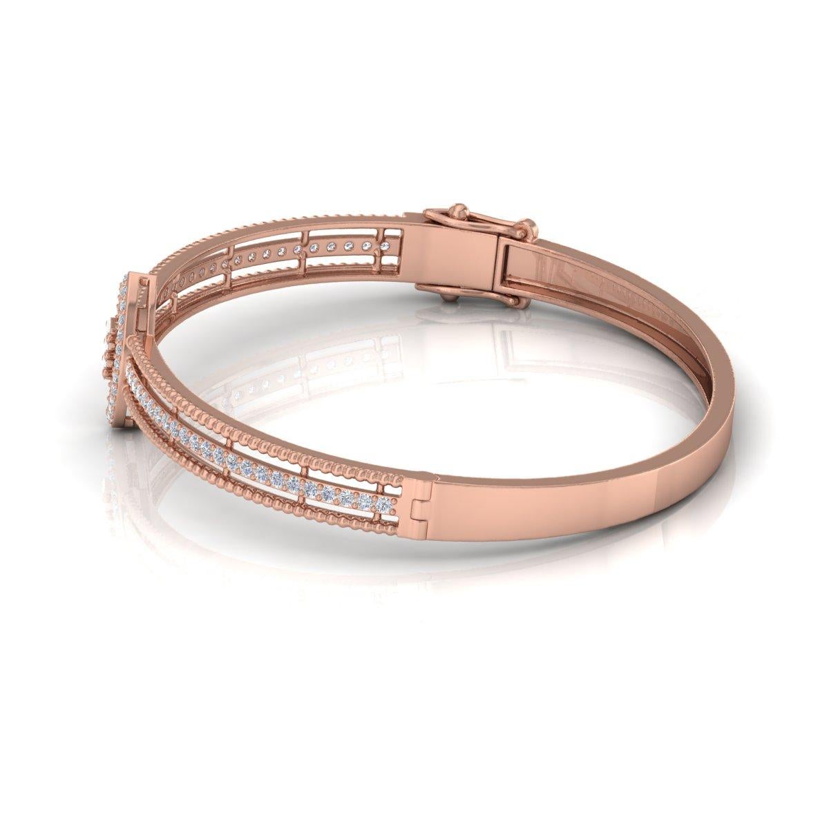 Moderne Bracelet manchette en or rose 18 carats SI Clarity HI Color 2.30 Carat Diamond Cuff Bangle en vente