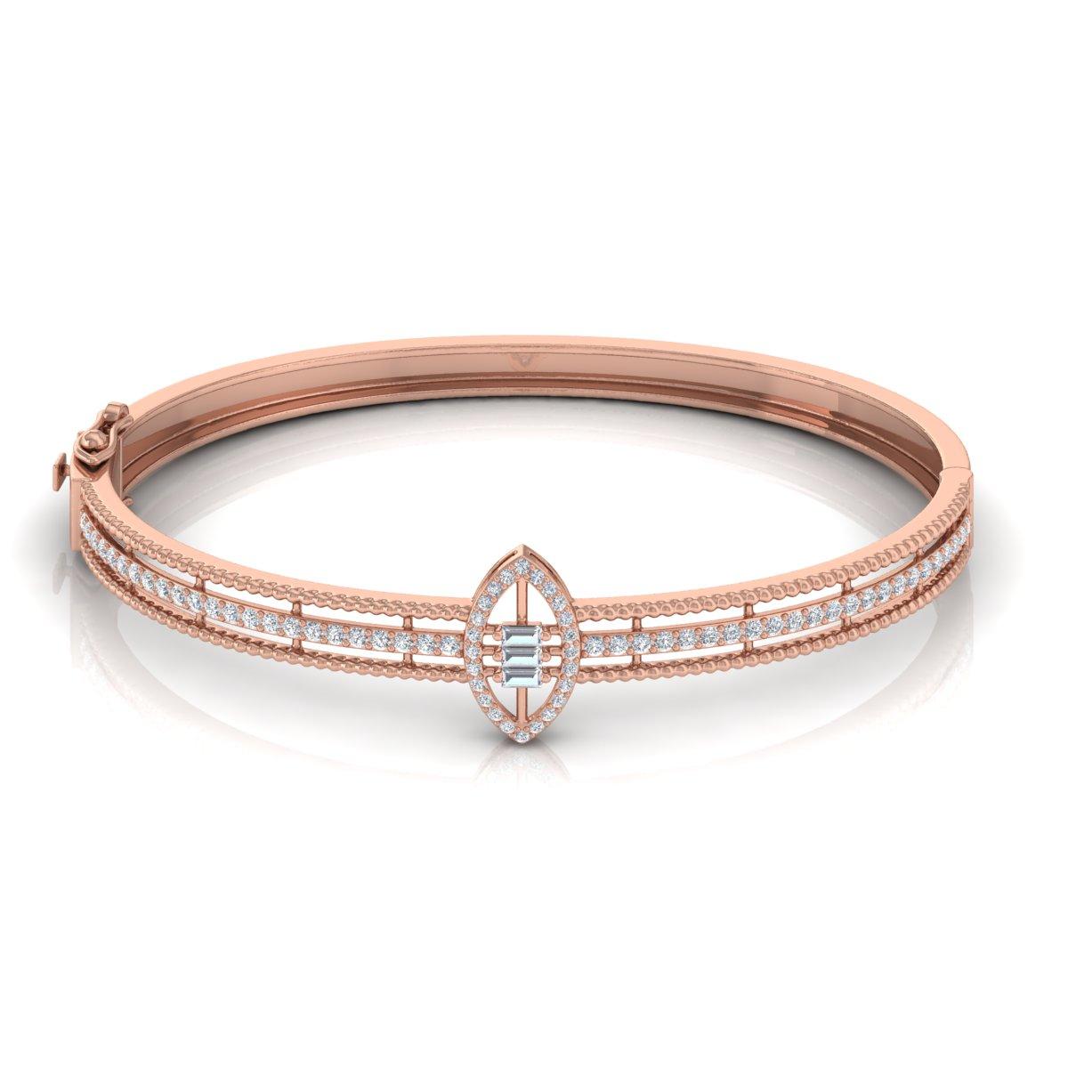 Bracelet manchette en or rose 18 carats SI Clarity HI Color 2.30 Carat Diamond Cuff Bangle Neuf - En vente à Diera, Dubai