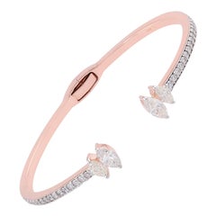 18 Karat Rose Gold SI Clarity HI Color 2.30 Carat Diamond Cuff Bangle Bracelet