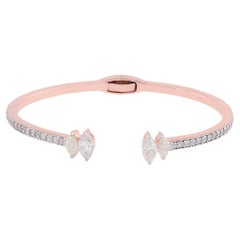 Bracelet manchette en or rose 18 carats SI Clarity HI Color 2.30 Carat Diamond Cuff Bangle