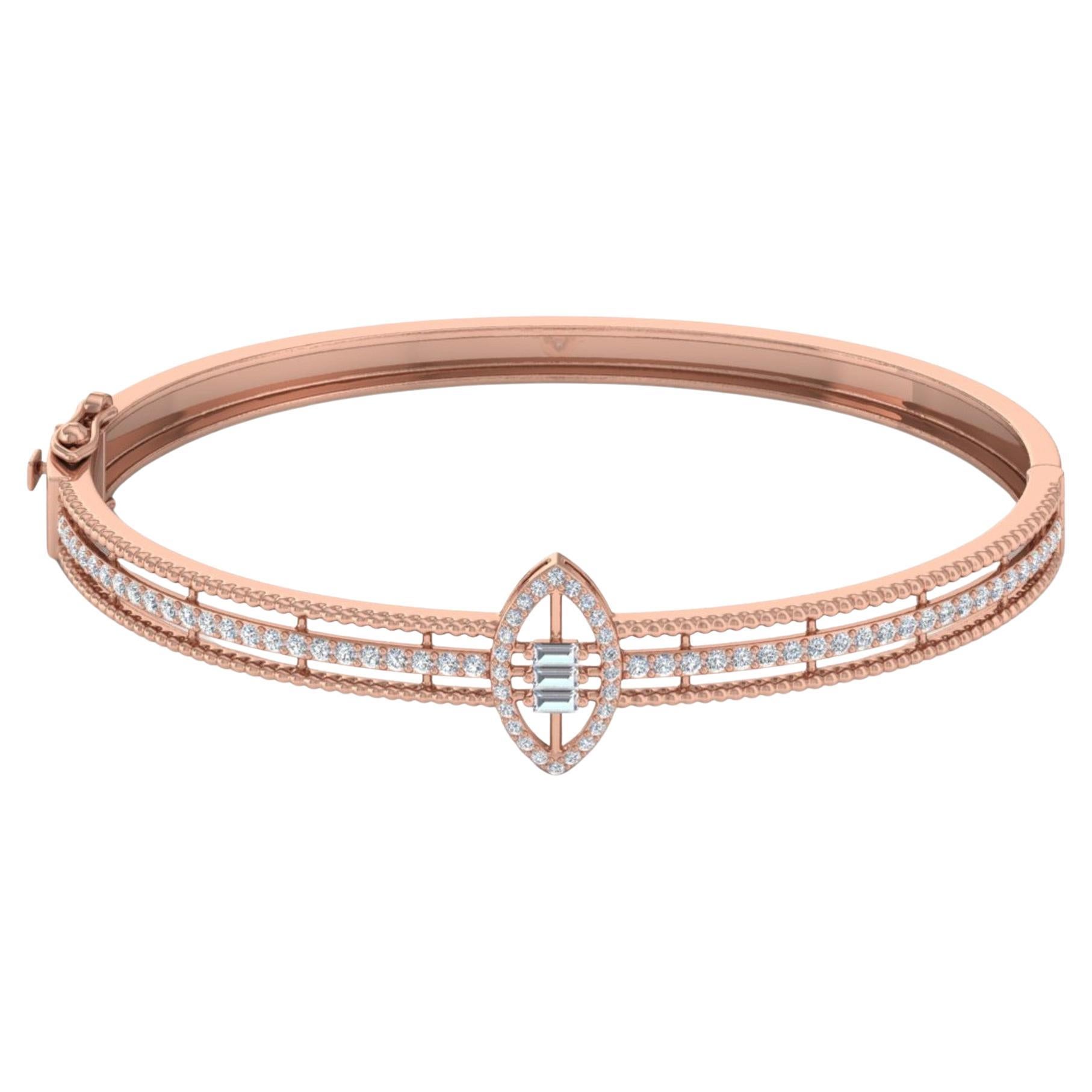 Bracelet manchette en or rose 18 carats SI Clarity HI Color 2.30 Carat Diamond Cuff Bangle en vente