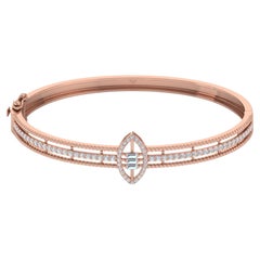 Bracelet manchette en or rose 18 carats SI Clarity HI Color 2.30 Carat Diamond Cuff Bangle