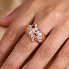 18 Karat Rose Gold SI/H Certified Natural Diamond Wide Band Dome Ring