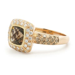 18 Karat Rose Gold Smokey Quartz and Diamond Ring