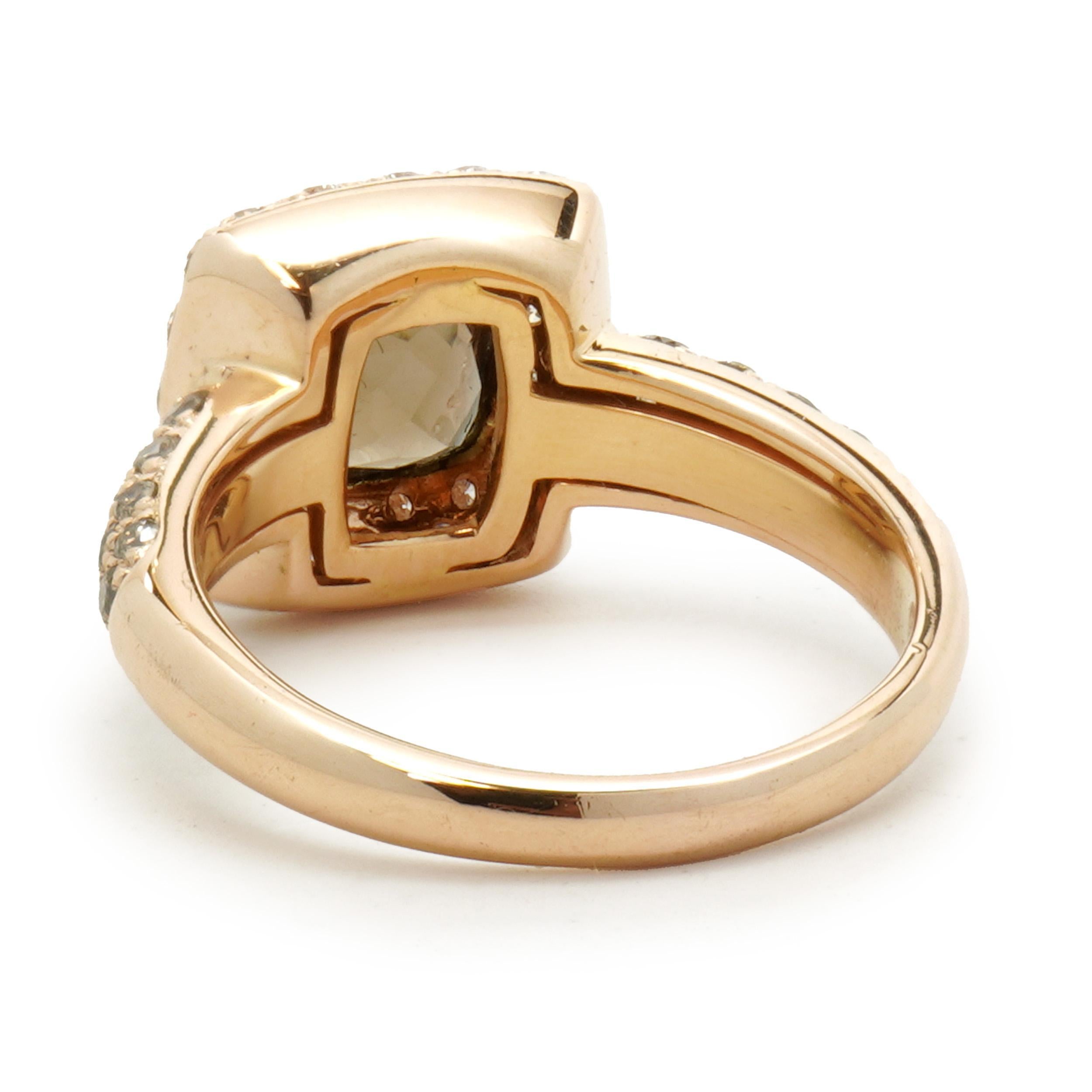 Anello in oro rosa 18 carati con quarzo fumé e diamanti In condizioni ottime in vendita a Scottsdale, AZ